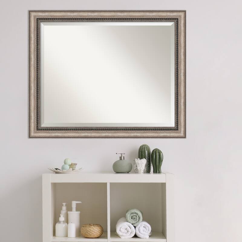 Beveled Bathroom Wall Mirror - Lyla Ornate Silver Frame - Lyla Ornate Silver