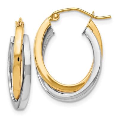Curata 14k Two Tone Gold Polished Twisted 23x7mm Double Hoop Earrings