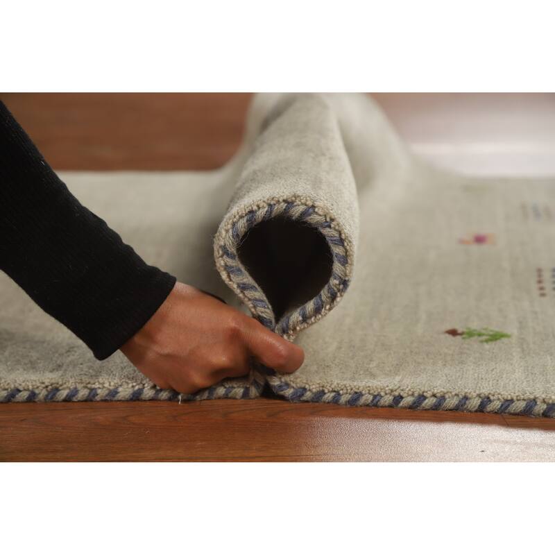 Hand Knotted Oriental 100% Wool Carpet Tribal Animal Pictorial Green Gabbeh Area Rug - 4' 11'' X 3' 0''