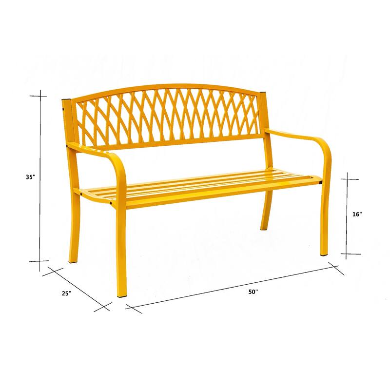 Cast Iron Outdoor Garden Bench - 50" - Yellow