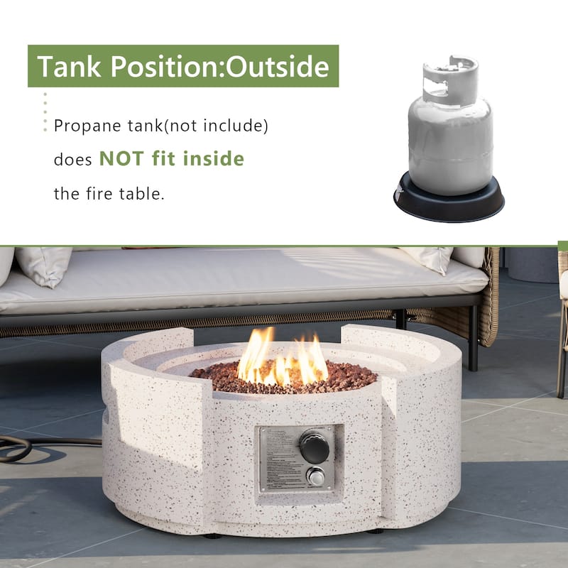 Semicircle Terrazzo Outdoor Firepit with Wind Guard