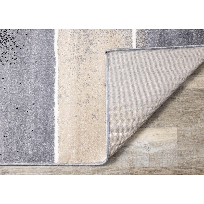 Covington Collection - Grey/Cream/Black Banded Rug