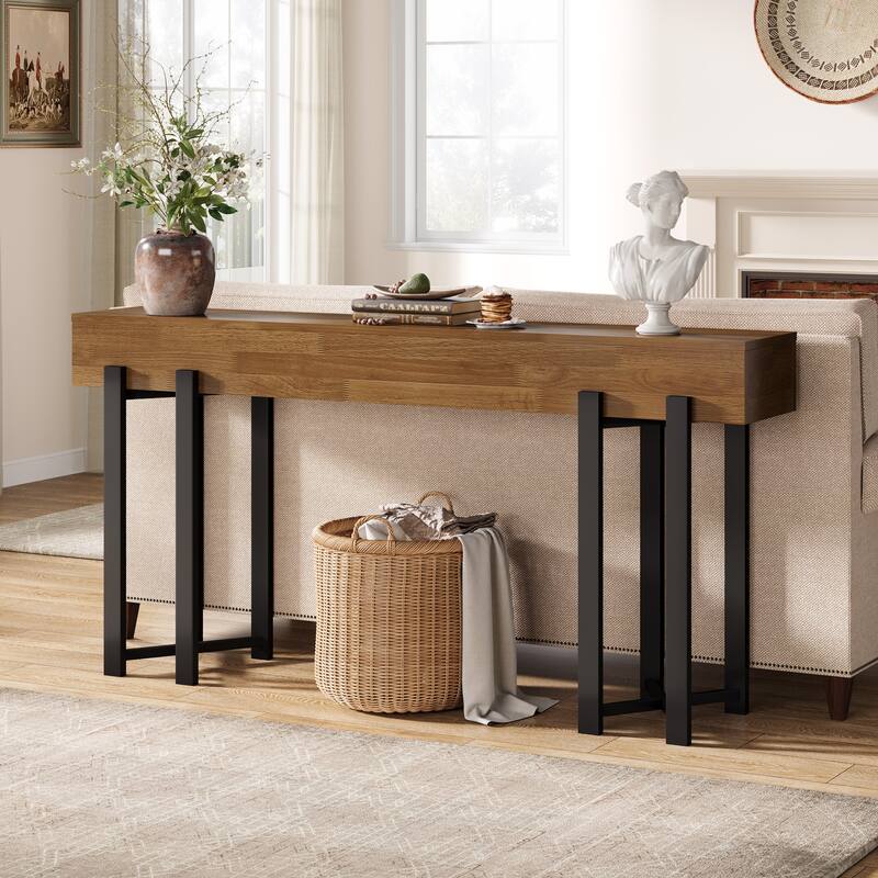 Farmhouse Wooden/ Metal Console Table for Living Room Entryway
