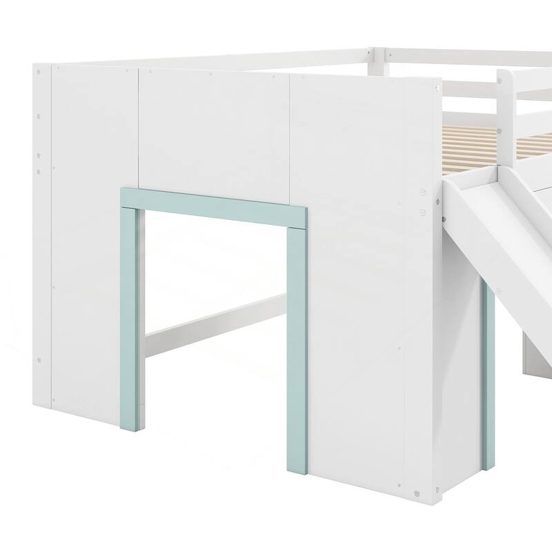 Versatile Full Size Loft Bed with Slide and Multiple Storage Options