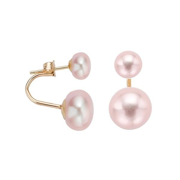 14K White Gold Curved Freshwater Cultured Pearl and Diamond Earrings 14K White Gold Curved Freshwater Cultured Pearl and Diamond Earrings