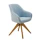 Art Leon Classical Swivel Office Accent Chair with Wood Legs - Walnut Finished Wood Legs - Light Blue Fabric