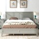 preview thumbnail 2 of 6, Modern Classic Queen Size Platform Bed with Headboard, Pine Solid Wooden Bed with Support Legs, Grey