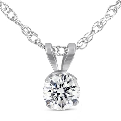 1/5ct Round Diamond Solitaire Pendant Necklace White Gold