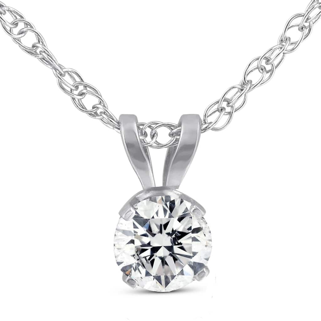 1/5ct Round Diamond Solitaire Pendant Necklace White Gold