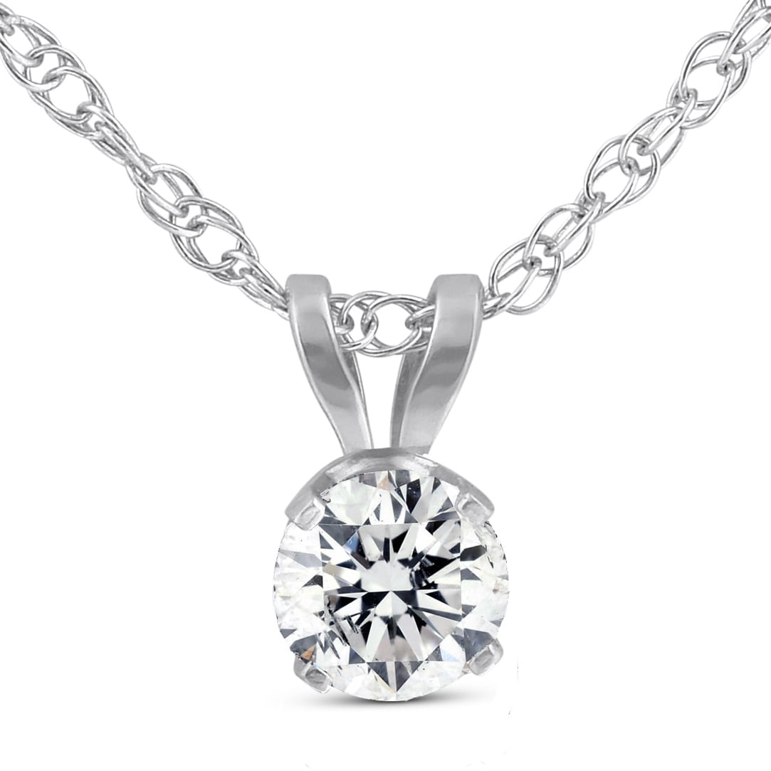 Bliss Diamond 1/3 Ct Diamond Solitaire Pendant Necklace in White Or Yellow Gold Lab Grown