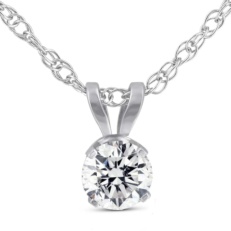 Bliss Diamond 1/5ct Round Diamond Solitaire Pendant Necklace White Gold - White - 18 Inch