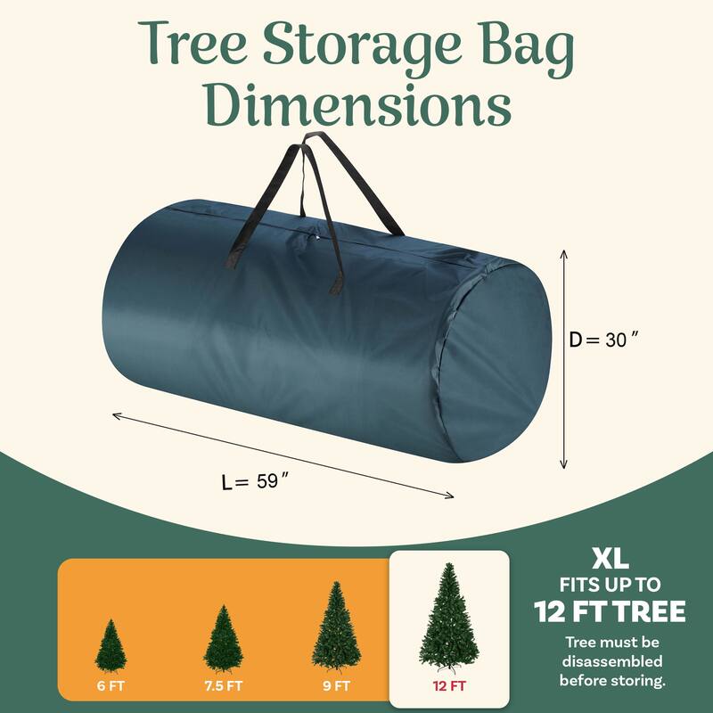 Christmas Tree Storage Bag - Zippered Canvas Sack Fits 12-Foot Artificial Trees by Tiny Tim Totes