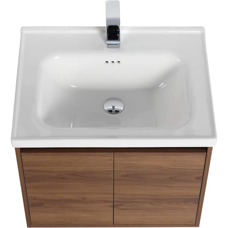 Blossom 24" Wall-Mounted Floating Bathroom Vanity with Ceramic Sink