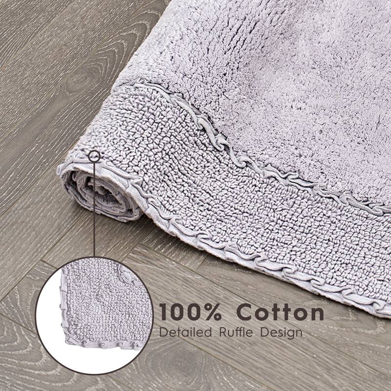 Laura Ashley Ruffle Border Pure Cotton Bath Rugs