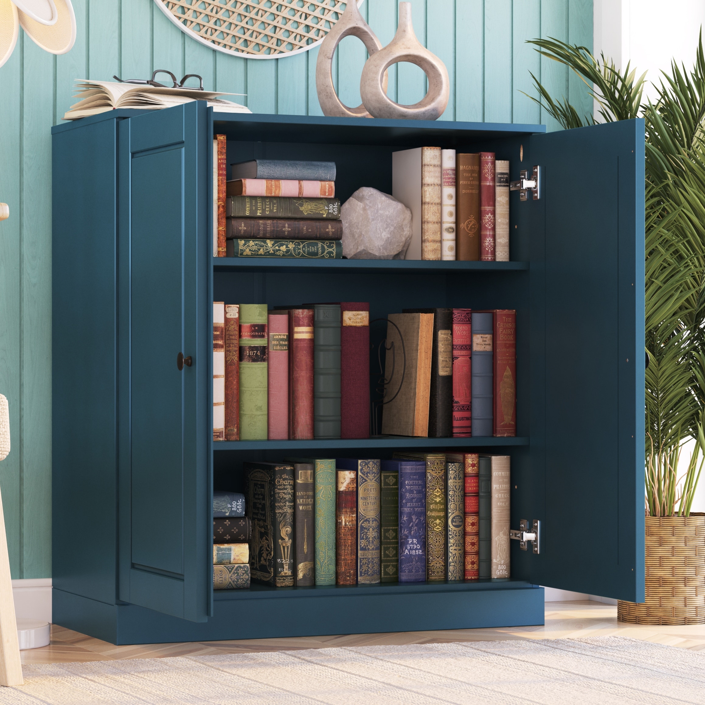 Palace Imports 100% Solid Wood 3-Shelf Bookcase, Adjustable