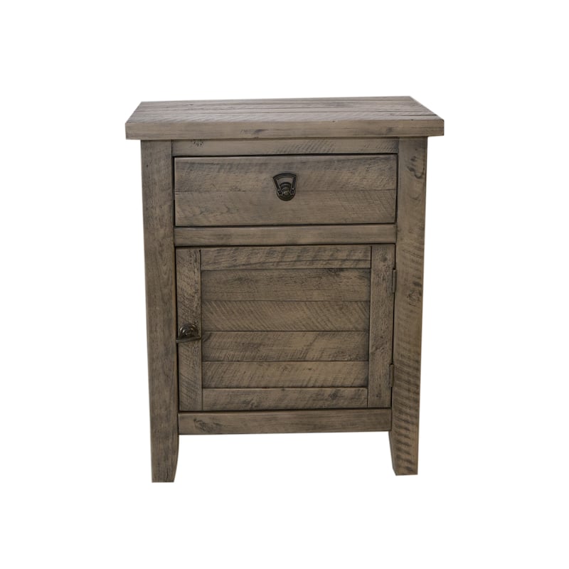 Montana Acacia Wood Bedside Cabinet Rustic Farmhouse End Table Storage