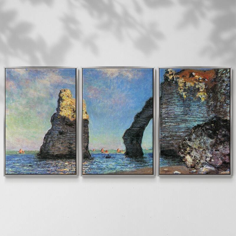 The rocky cliffs of Étretat by Monet - Multi Piece Framed Canvas - Bed ...