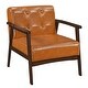 preview thumbnail 1 of 16, Costway Accent Chair with Armrest & Rubber Wood Frame Button Tufted - See Details Light Brown