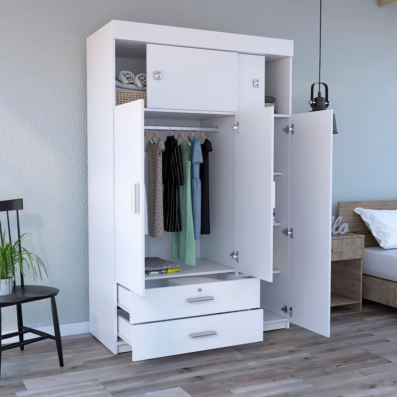 Armoire for Bedroom ,Living Room ,Apartment, Two spacious drawers,White
