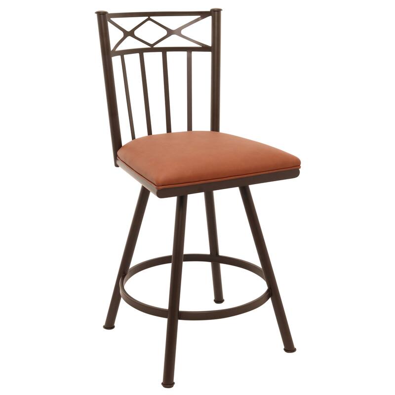 Tempo Furniture Lennix Swivel 26" Counterstool w/ Fully Welded Metal Frame (Commercial Grade) by Furnish Theory (Various Colors) - Molten Bronze & Saddle Brown