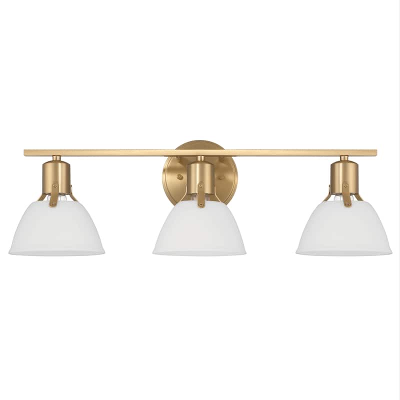 Cooper Metal 3-Light Vanity Light with Etched Glass Shades - 7.0"L x 24.0"W x 7.6"H