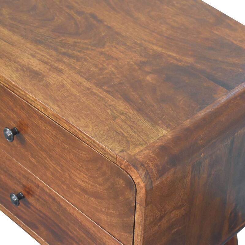 Artisan Furniture Solid Wood Large Curved Chestnut Bedside