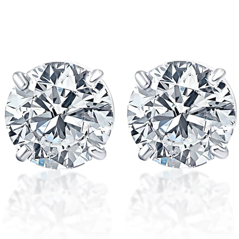1/2Ct Round Diamond Studs Earrings in White Or Yellow Gold Basket Setting