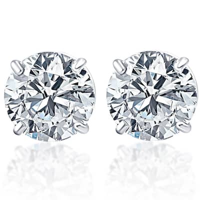 1/2Ct Round Diamond Studs Earrings in White Or Yellow Gold Basket Setting