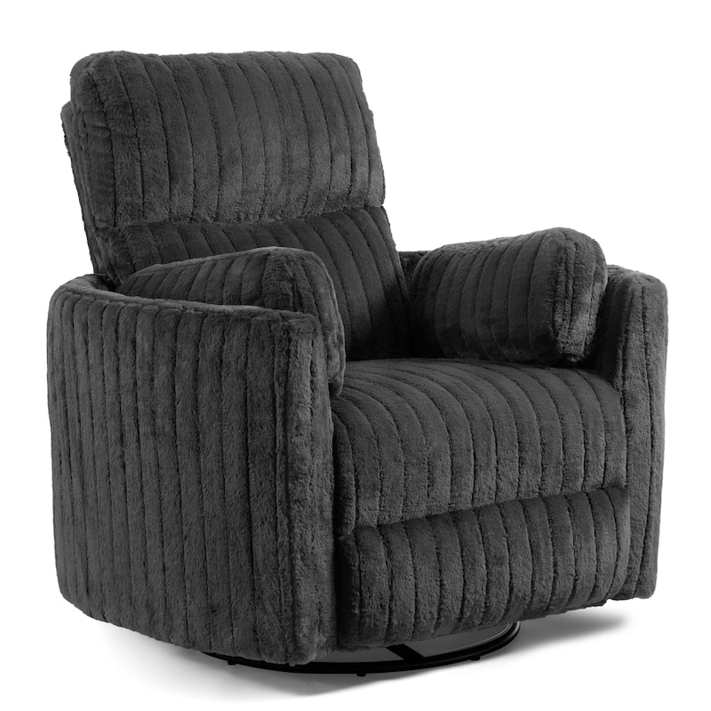 Furniture of America Jorvien Modern Chenille Power Swivel Glider Recliner with Pillows