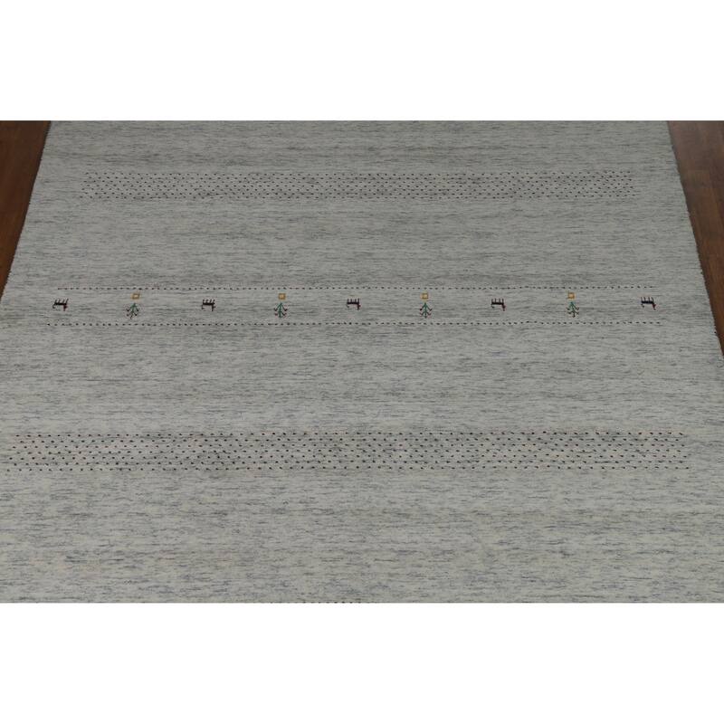 Tribal Beige Gabbeh Indian Area Rug Hand-Knotted Wool Carpet - 8'3" x 10'0"