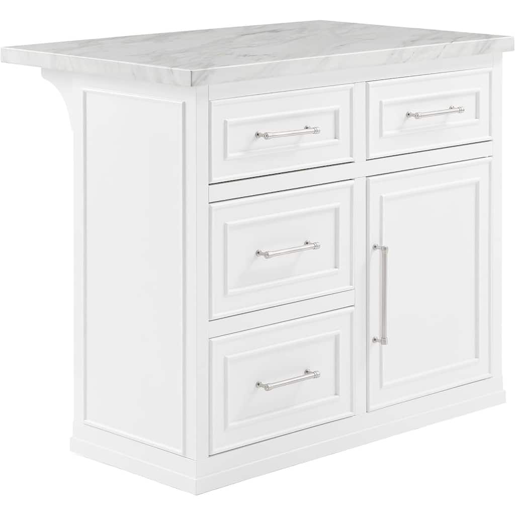 Kitchen Island with Storage & Marble Top - Rolling Cart for Dining & Prep