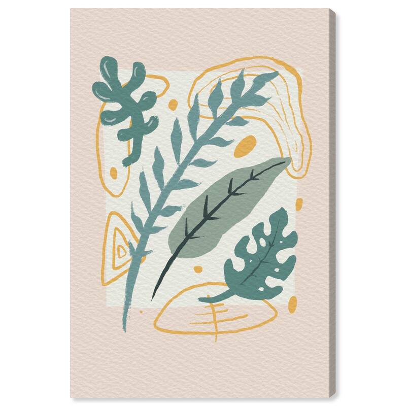 Wynwood Studio Canvas Floral and Botanical Vegetation Green and Pastel Orange Bohemian & Eclectic Wall Art Canvas Print