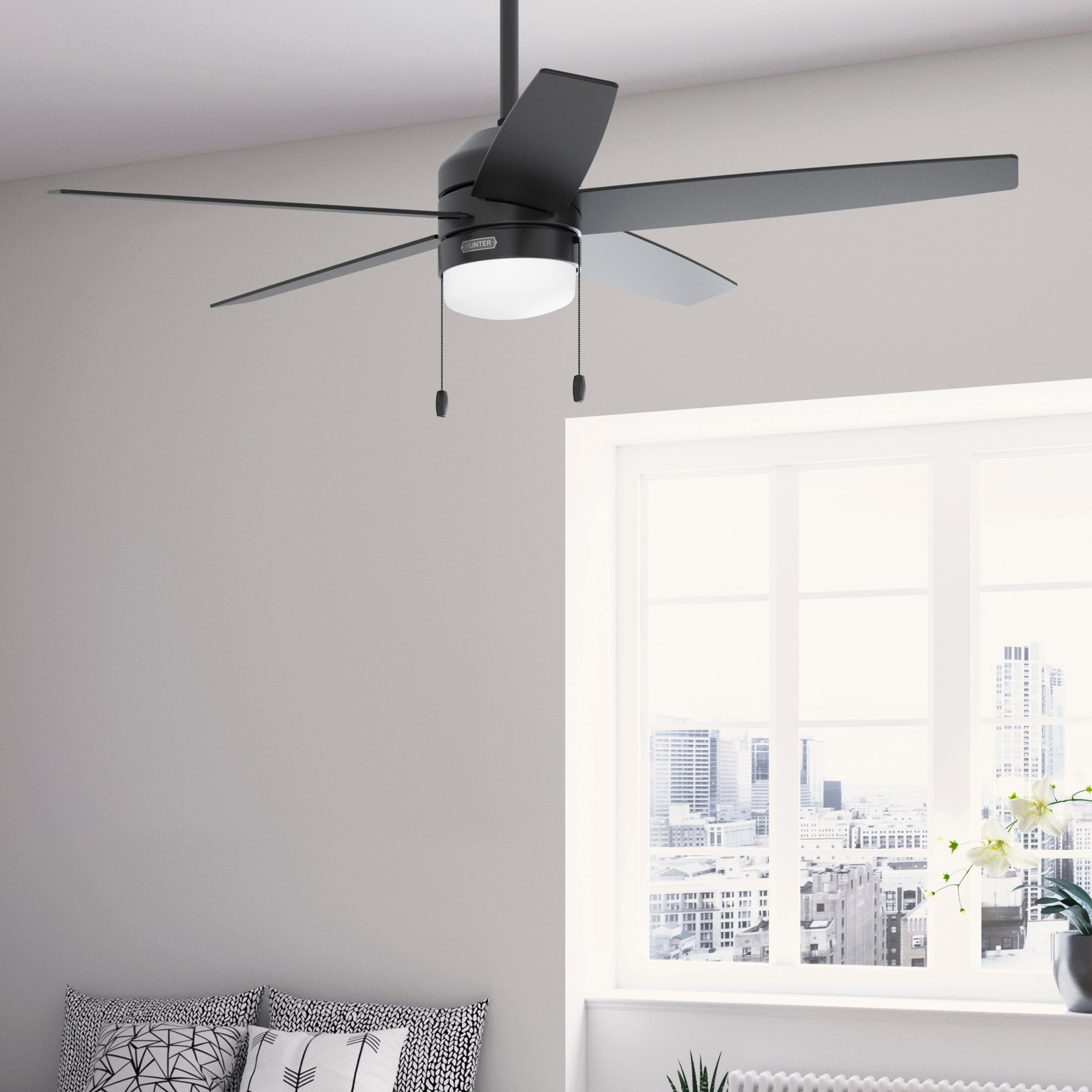 Hunter Bardot Ceiling Fan with LED Light Kit and Pull Chain, Modern, Contemporary, Transitional