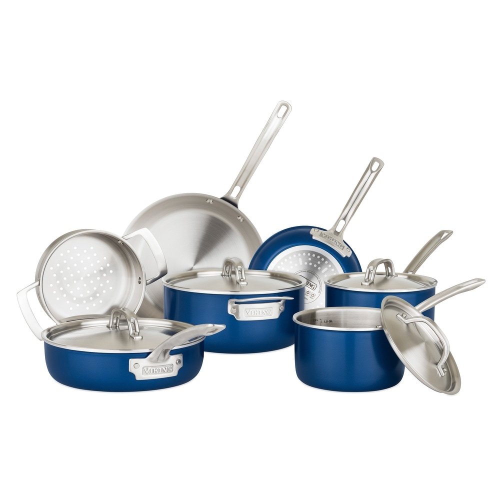 Kenmore Arlington Aluminum Ceramic Coated Nonstick Cookware Set- Blue - Bed  Bath & Beyond - 32552549