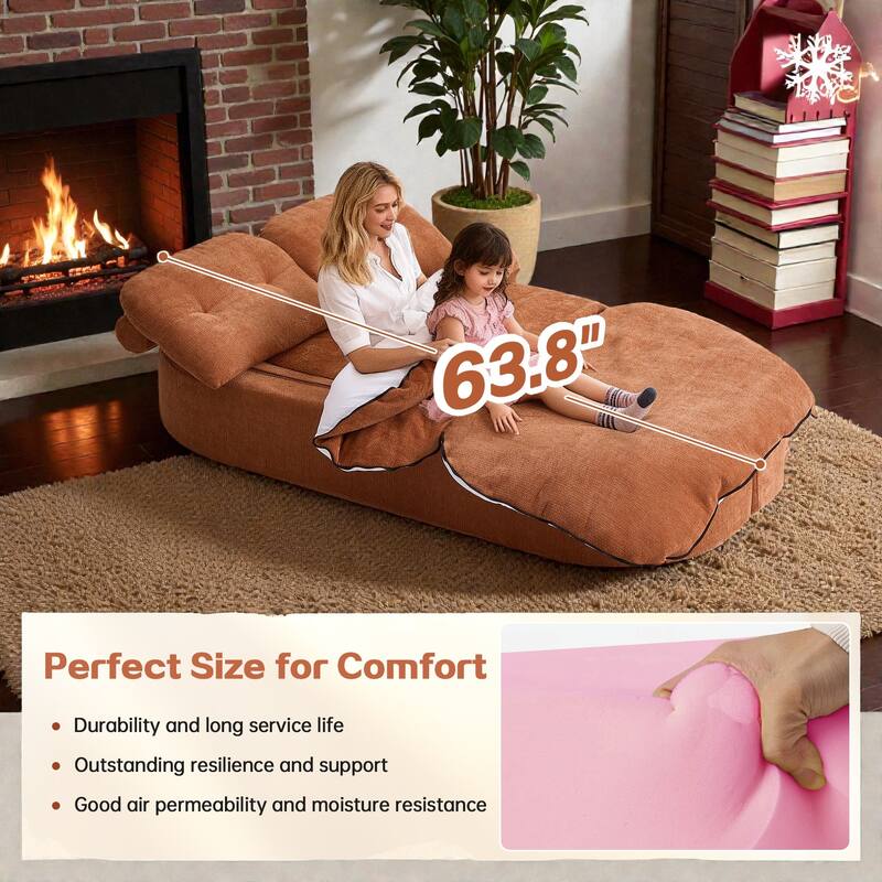 Modern Convertible Floor Sofa Bed with Pillows, Corduroy Foldable Sleeper Sofa Mattress with Built-In Quilt, No Assembly