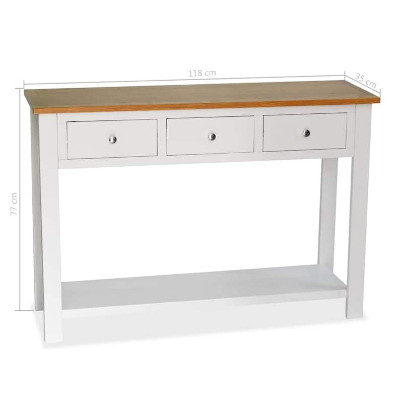vidaXL Console Table 46.5"x13.8"x30.3" Solid Oak Wood