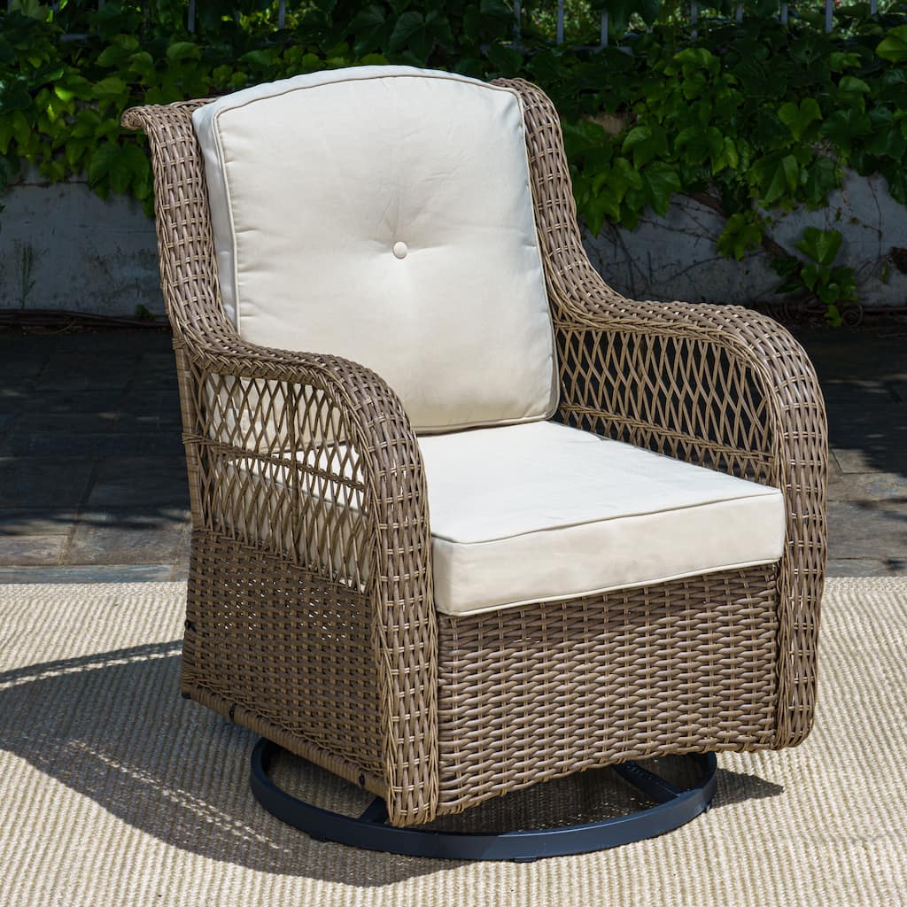 Rio Vista Outdoor Wicker Swivel Glider Chair with Cushions