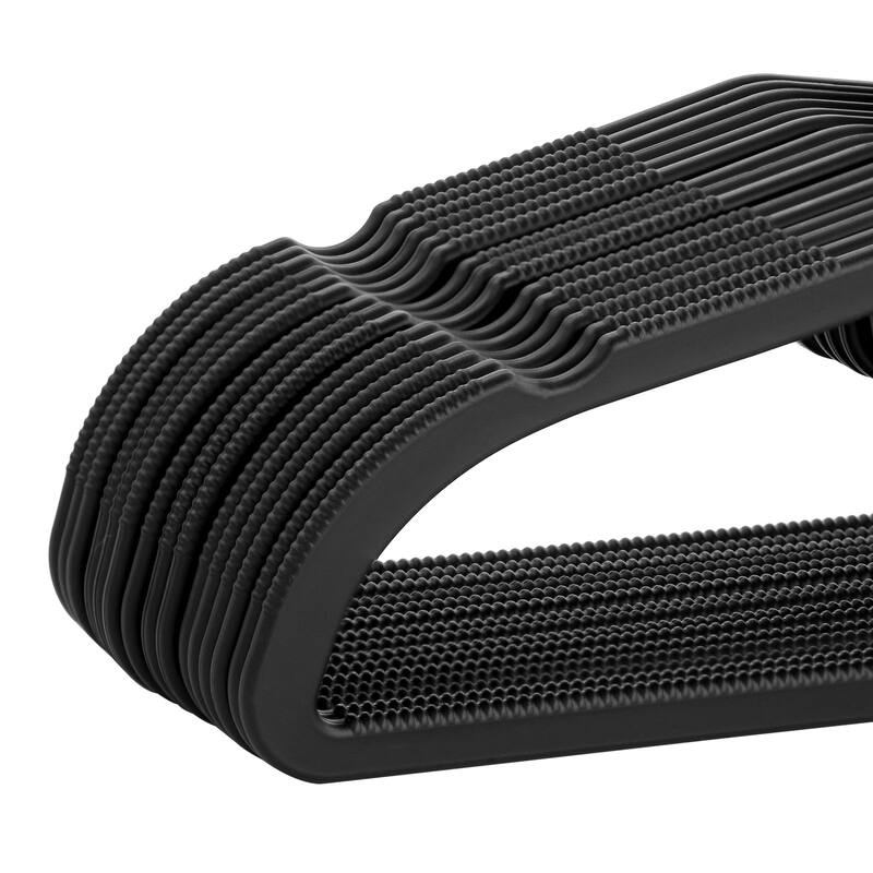 30 Piece Nonslip Rubber Hanger with Ridges and Hanging Tab in Black