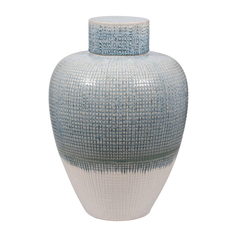 Sagebrook Home Blue Kashion Vase - Stoneware Decor Accent for Modern Living Spaces