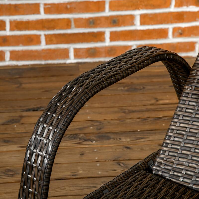 Outsunny Wicker Outdoor Chaise Lounge, 5-Level Adjustable Backrest Pe Rattan Pool Lounge Chair With Wheels, Cushion & Headrest