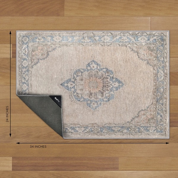 NeverMove Washable Designer Rug by GelPro 24x34 Jillian Dusty Blue 24