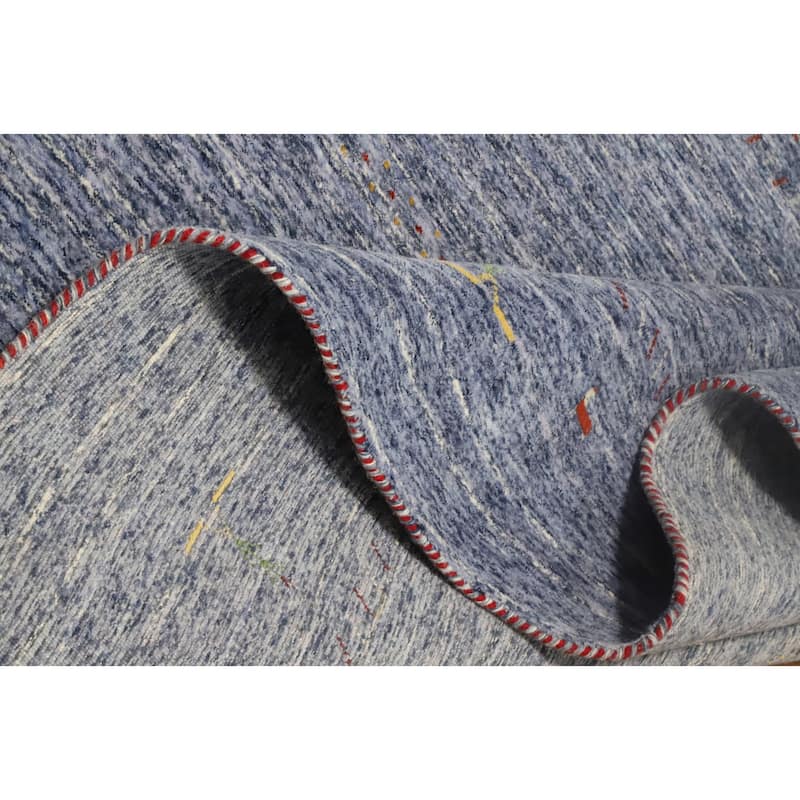 Hand Knotted Oriental 100% Wool Carpet Tribal Animal Pictorial Navy Blue & Blues Gabbeh Area Rug - 9' 10'' X 9' 9''