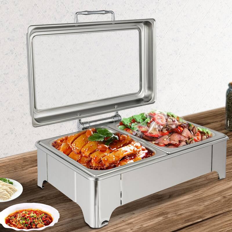 9.5QT Professional 2 Pan Warmer Chafing Dish Buffet Set On Sale Bed