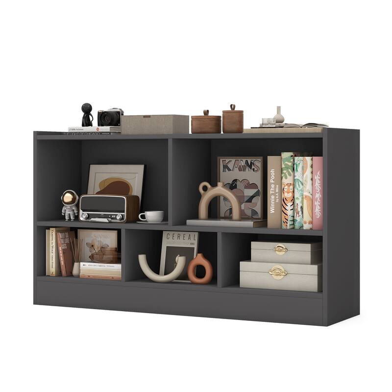 Kids Storage Cabinet with 5 Cubes and Display Shelf Bookcase Organizer for Bedroom and Playroom - 44" x 12" x 24" (L x W x H)