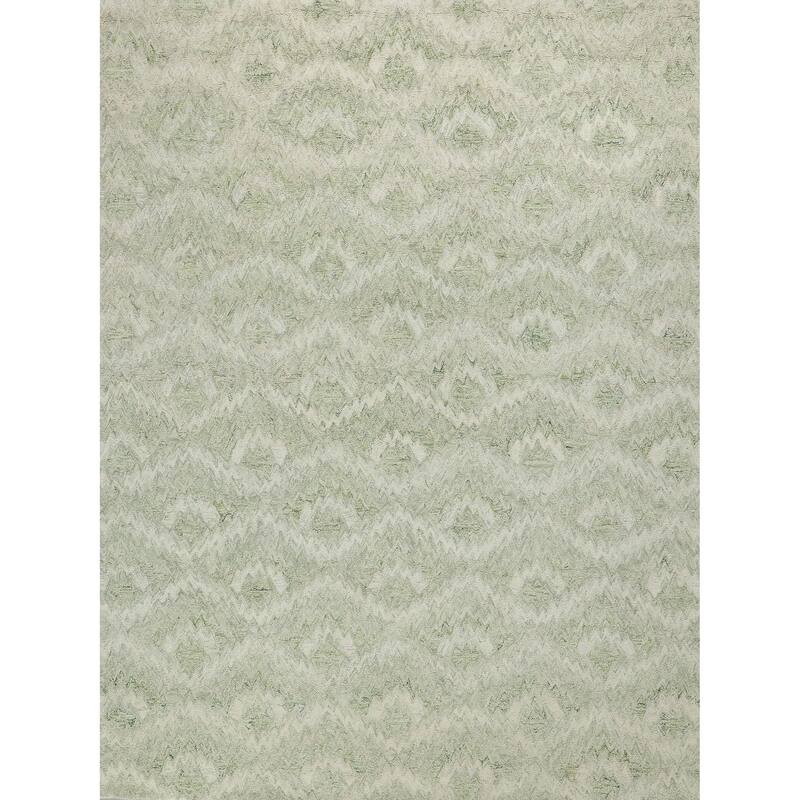 Bargello Light Green New Zealand Wool hand-tufted Area Rug