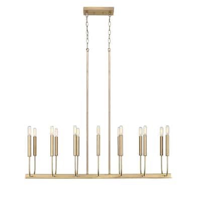14 Light 46 Inch Wide Oval Chandelier in Aged Brass