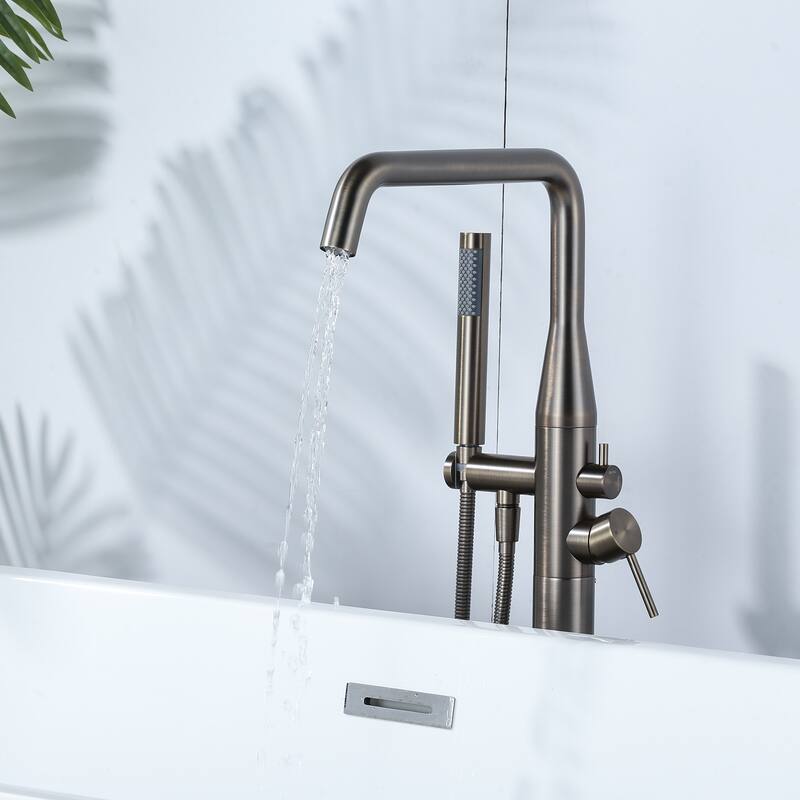 WOWOW Minimalist Freestanding Bathtub Faucet with Handheld Shower