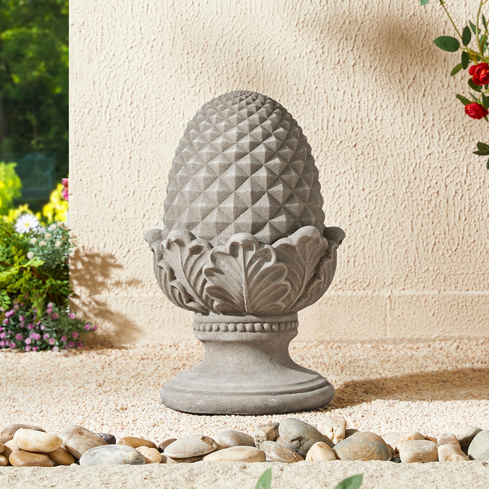 Glitzhome 16.5"H MgO Blessings Artichoke Garden Statue Indoor Outdoor Decor