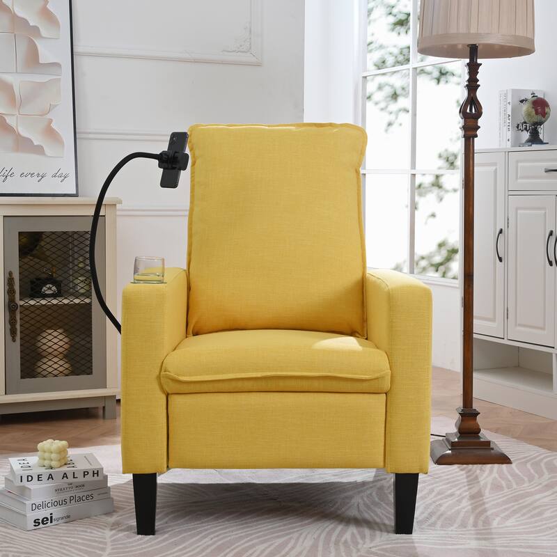 Recliner Chair with Cup & Phone Holder - Yellow