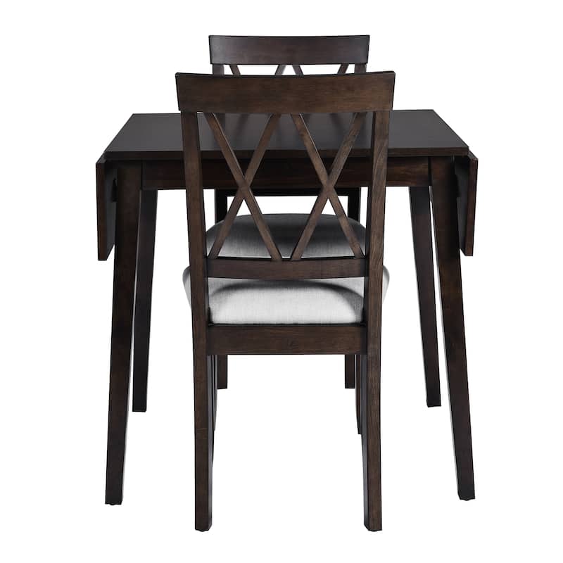 5 Piece Extendable Dining Set, Kitchen Table Set with Drop Leaf Dining Table and 4 Upholstered Dining Chairs